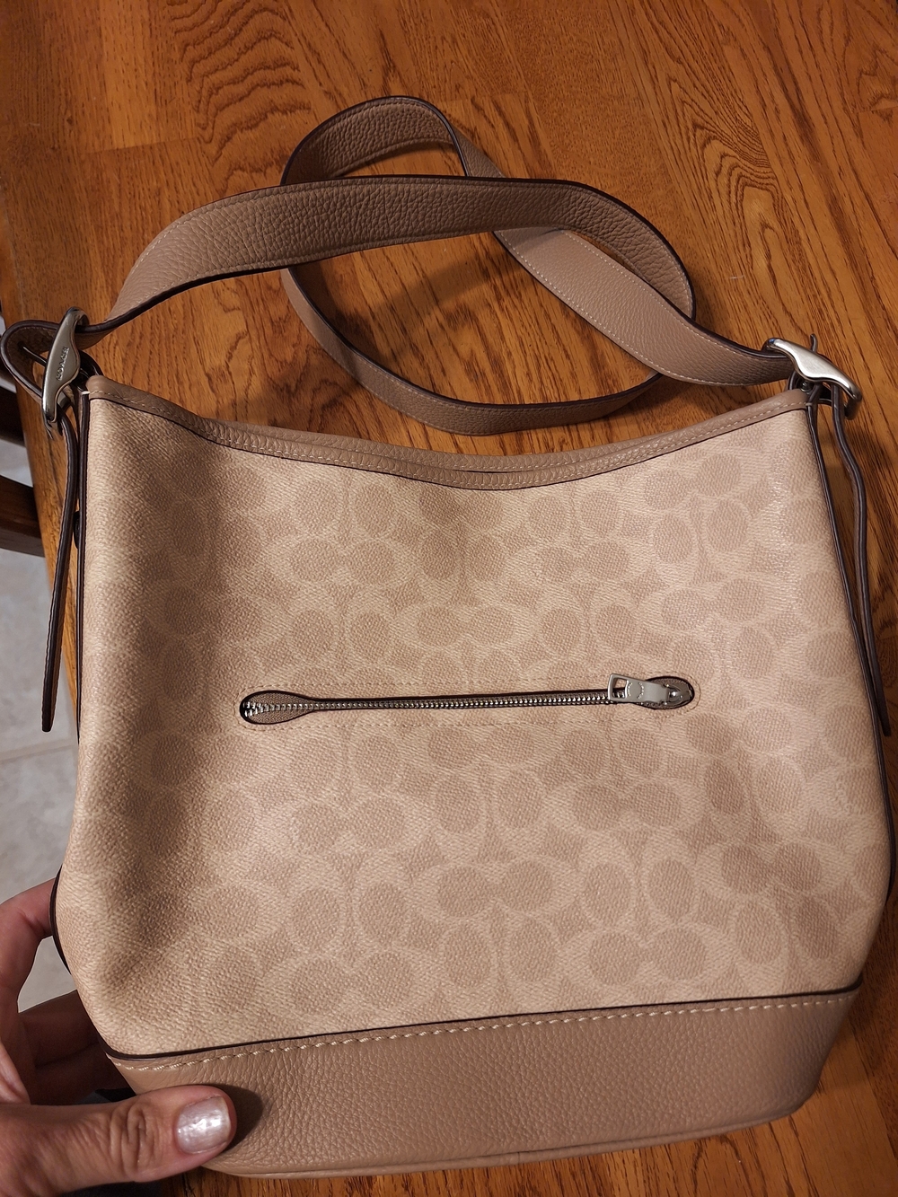 Coach Beige Signature Canvas Shoulder Bag